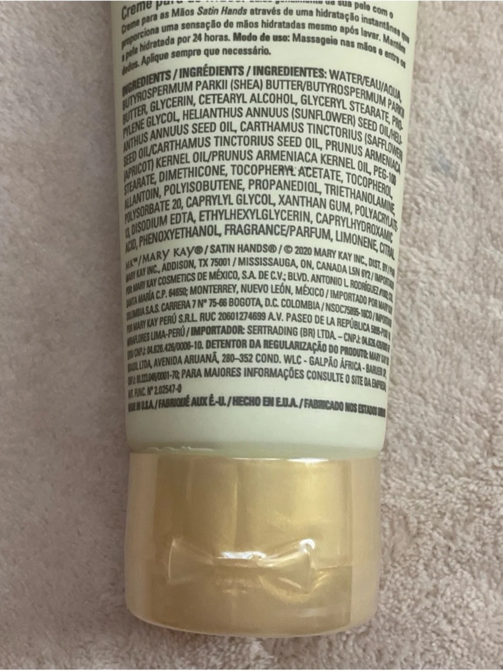 Mary Kay Satin Hands Nourishing Hand Cream - Light Green & Gold Cap